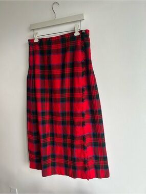 Vintage Red Tartan Midi Skirt